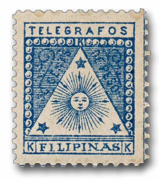 PHYT2 - 1899 50c Filipino Revolutionary Government Telegraph Stamp, Dark Blue