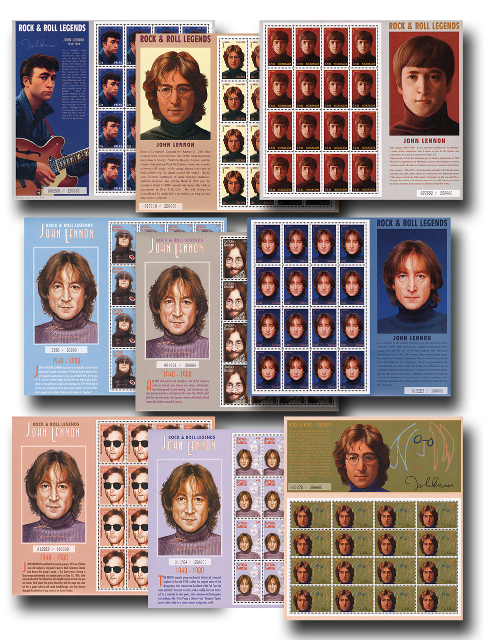 M6224 - John Lennon Collection, Mint, 9 Sheets, Worldwide - Mystic