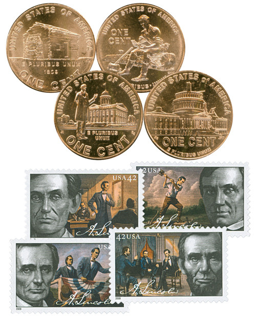 M11011 - 2009 U.S. Lincoln Pennies and Stamps