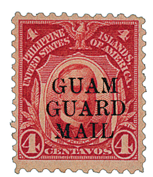 GM6 - 1930 4c William McKinley, Carmine, Guam Guard Mail, Black Overprint