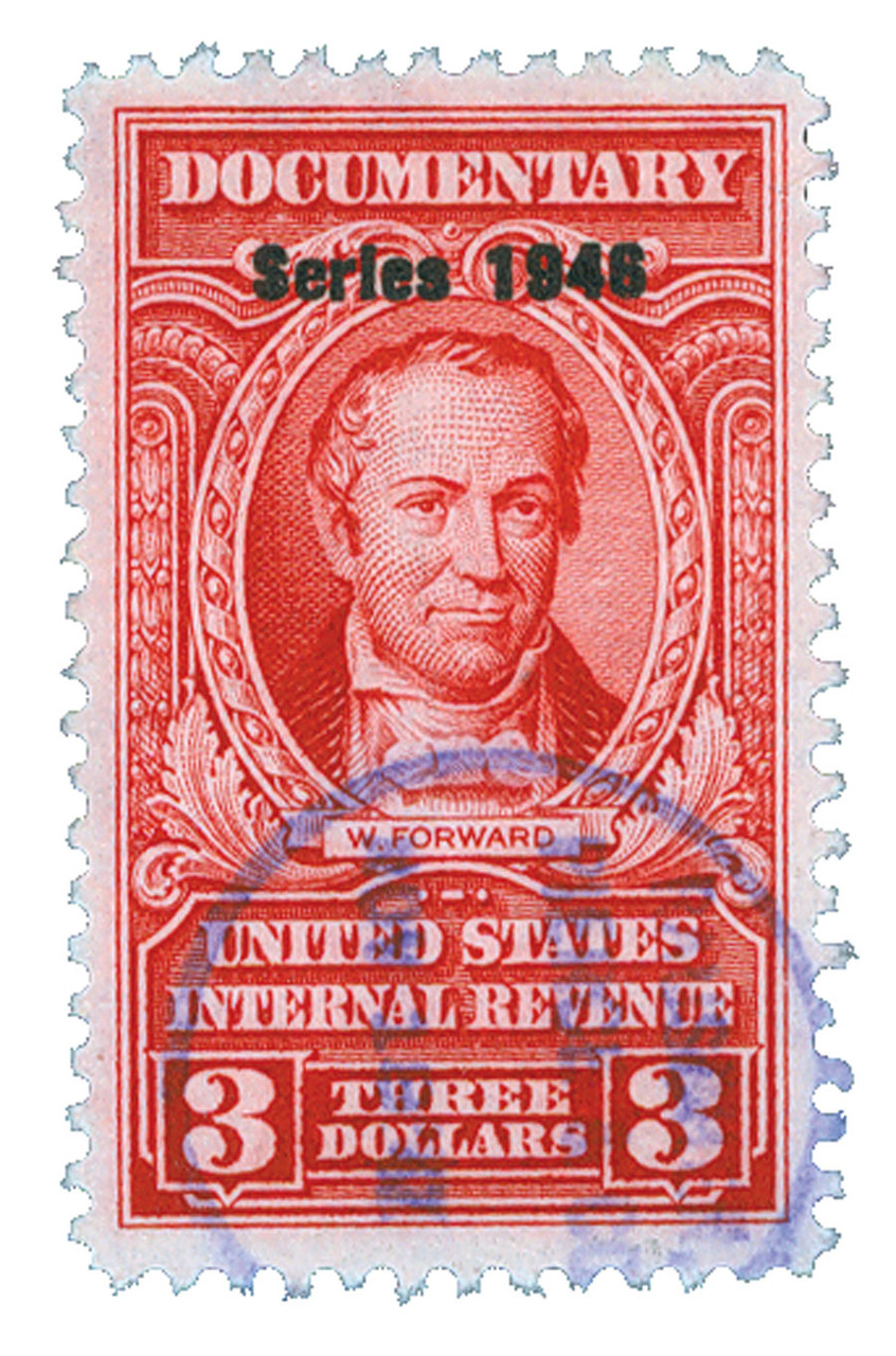 R450 - 1946 $3 U.S. Internal Revenue Stamp, Carmine