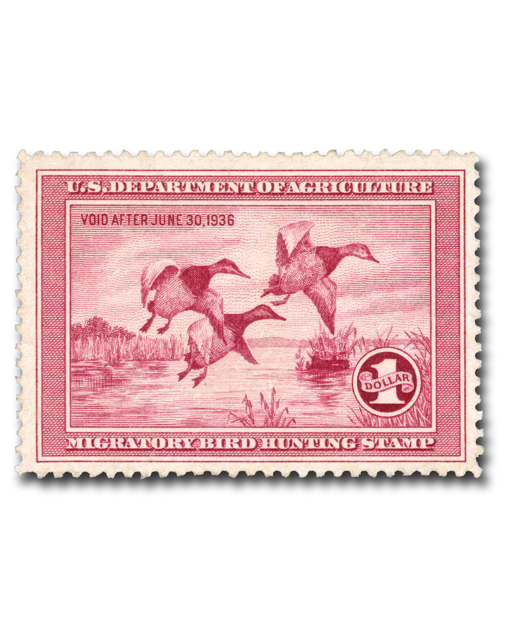 RW2 - 1935 $1.00 Federal Duck Stamp - Canvasbacks