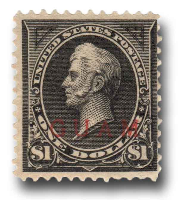 G13 - 1899 $1.00 Oliver H. Perry, Black, Type II, Guam Red Overprint