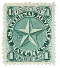 RO15d - 1878-83 1c Bagley & Dunham Matches, Green, Old Paper