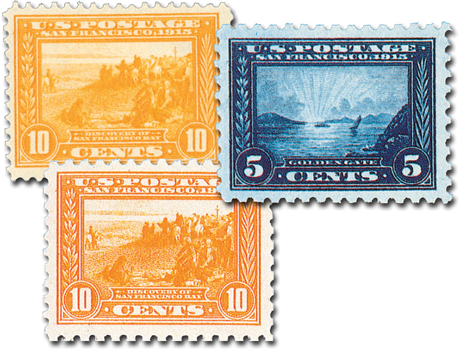 外国切手4枚（アメリカ：1913年、パナマ太平洋博覧会） 400//04 - 1913-15 Panama-Pacific Exposition, Set of 3 Stamps