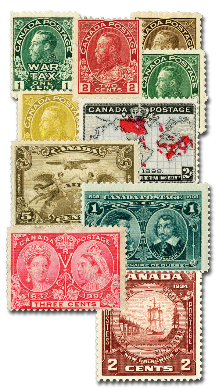 M11627 - 1897-1940 High Value Canada Stamps, Set of 11, Unused with small imperfections