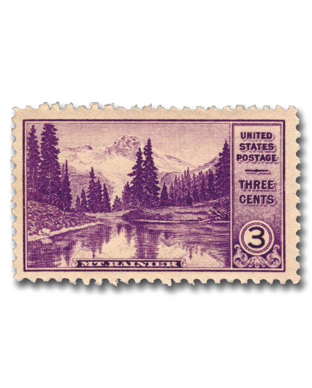 742 - 1934 3c Mt. Rainier, Washington, Purple, Perf. 11 - Mystic