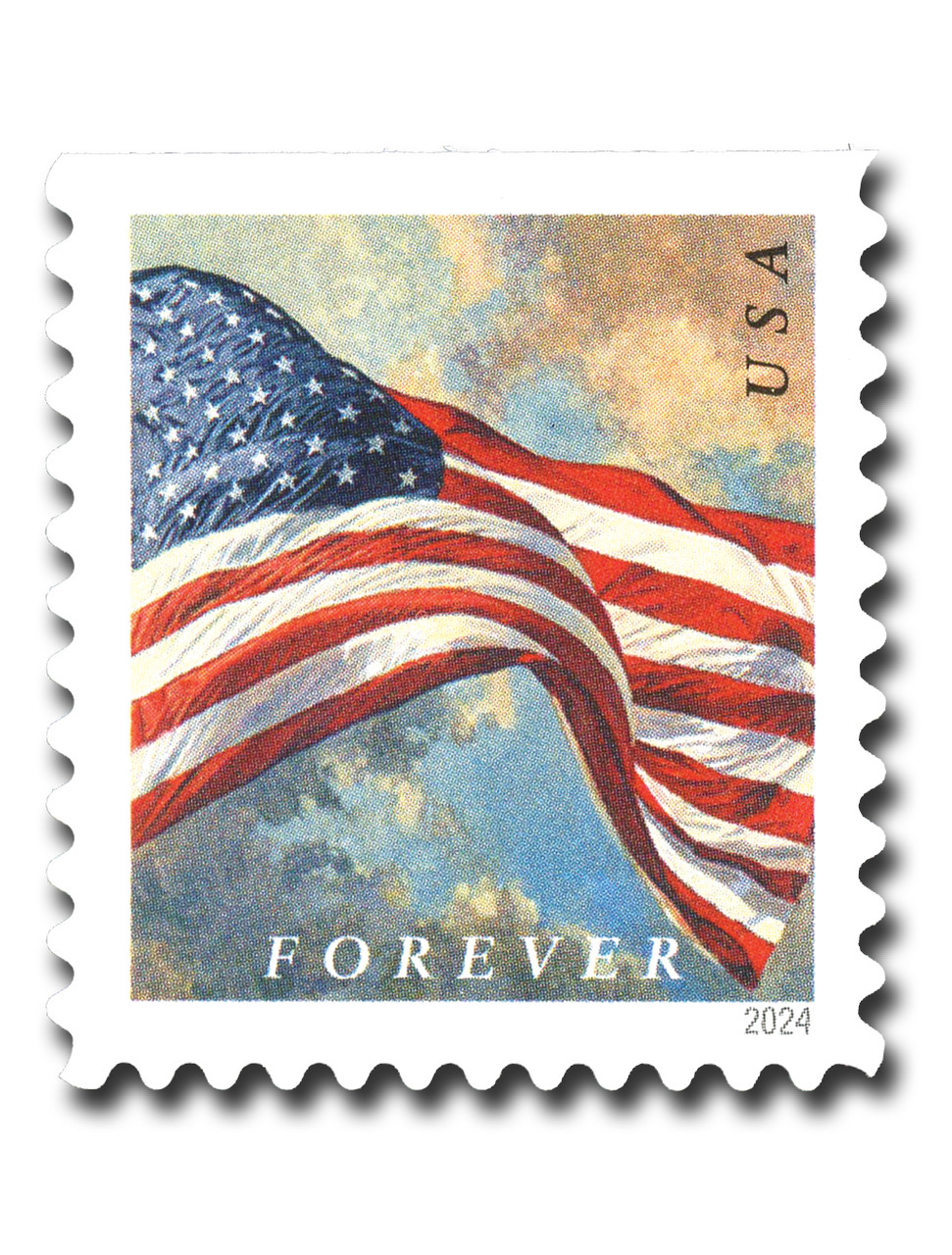 5883 - 2024 First-Class Forever Stamp - Flags: Flag with Blue Sky and Clouds at Top and Bottom