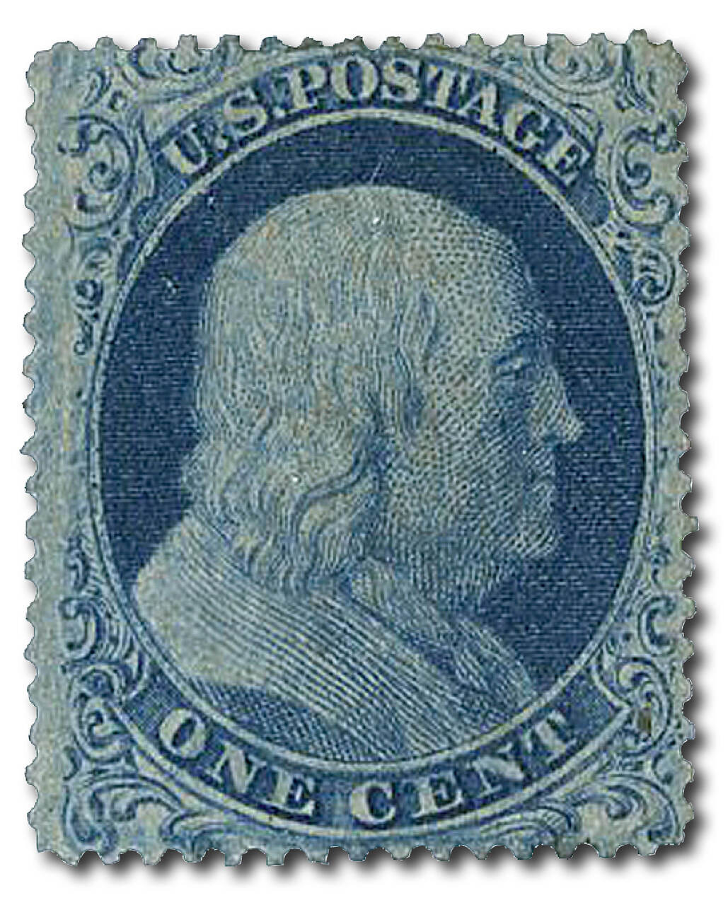 18 - 1861 1c Franklin, Blue, Type I, Perf. 15.5 - Mystic Stamp Company
