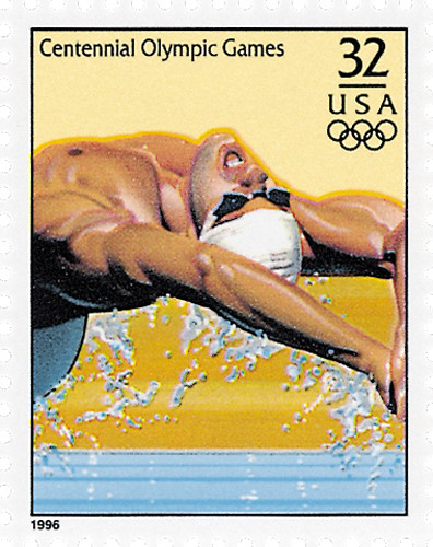 3068q - 1996 32c Olympic Games: Men's Swimming - Mystic Stamp Company