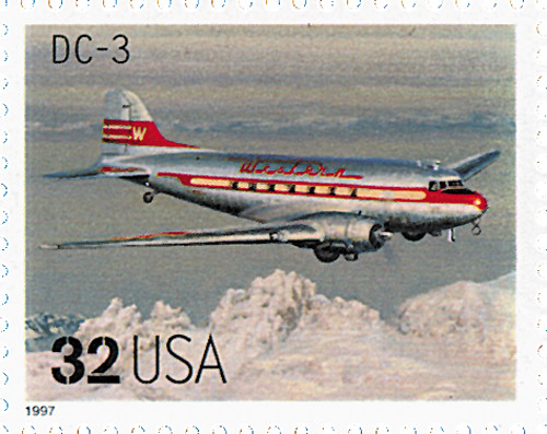 3142q - 1997 32c Classic American Aircraft: DC-3 - Mystic Stamp
