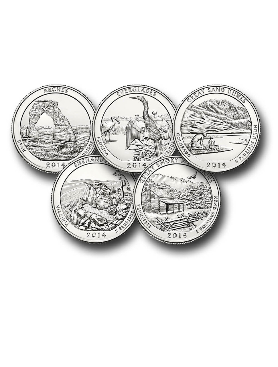 MCN084 - 2014 US National Park Quarter Collection, Philadelphia Mitn set of 5