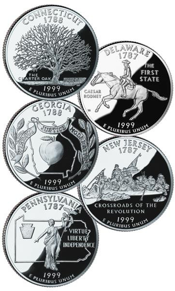 CN199925P - 1999 U.S. Statehood Quarters, P Mint set of 5 - Mystic