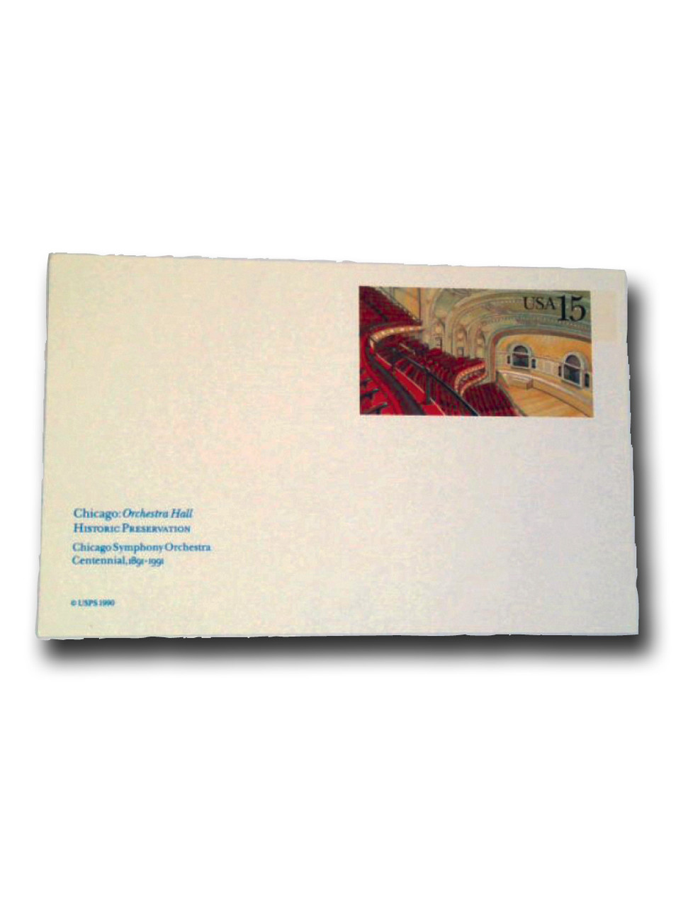 UX152 - 1990 15c Chicago Orchestra Hall, Postal Card