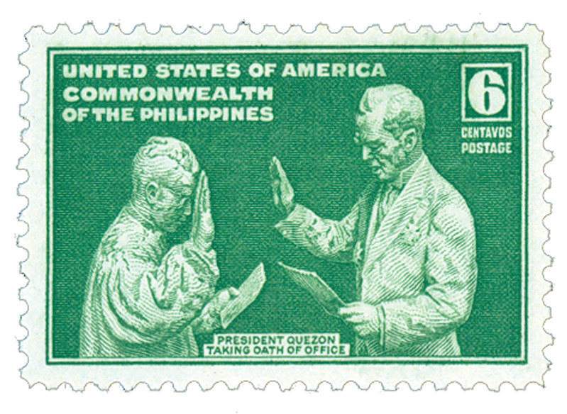 PH459 - 1940 6c President Quezon Taking Oath of Office, Dark Green, Commonwealth of Philippines