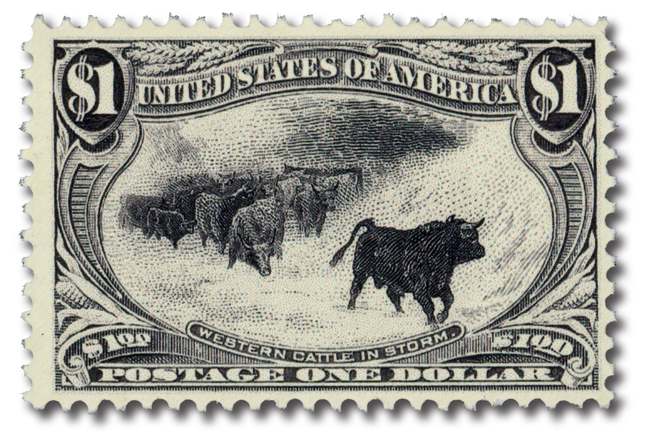 印紙1 292Repro - 1898 $1 Trans-Mississippi Exposition: Cattle in Storm