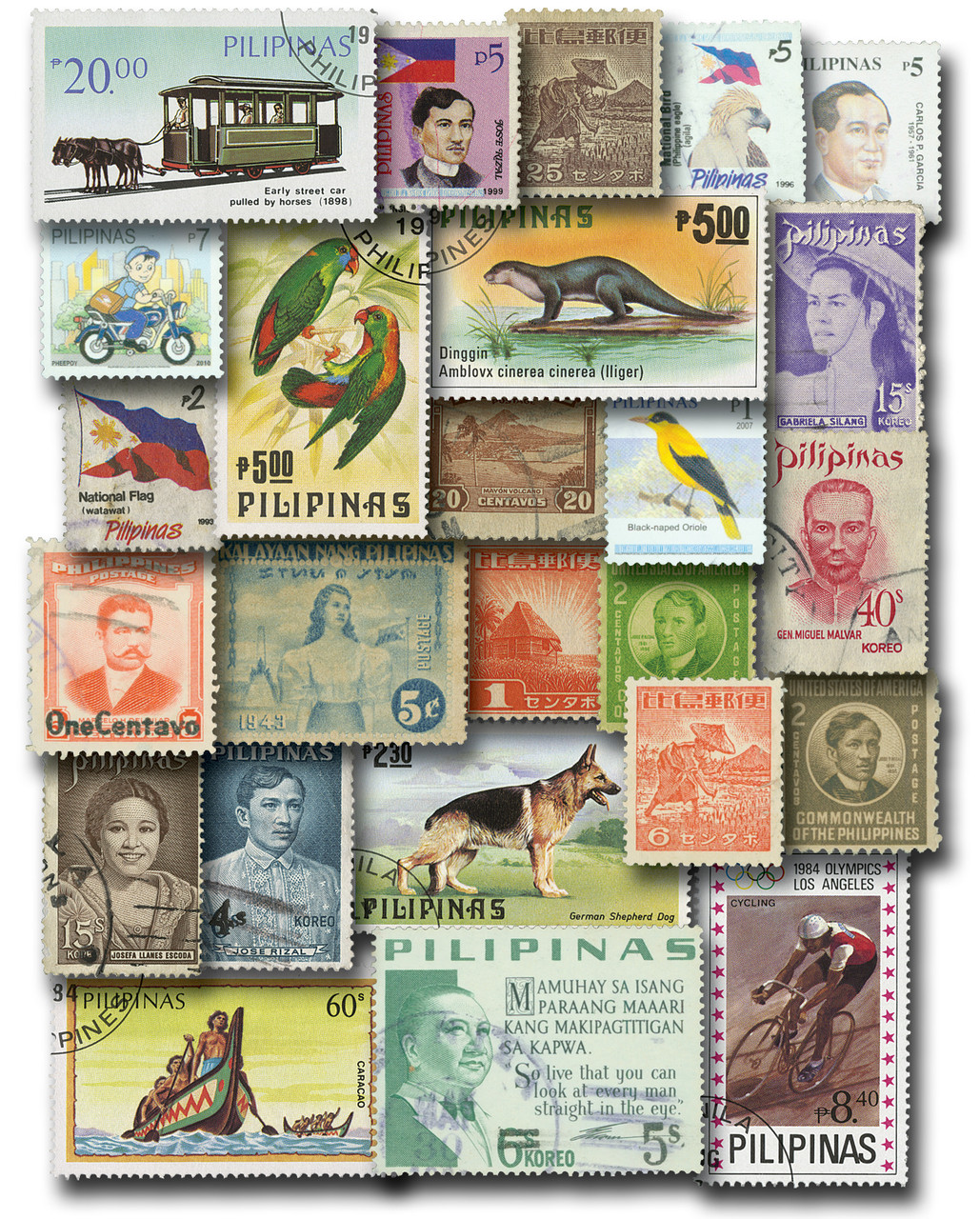 M4468 - Philippines, 100 Different Stamps