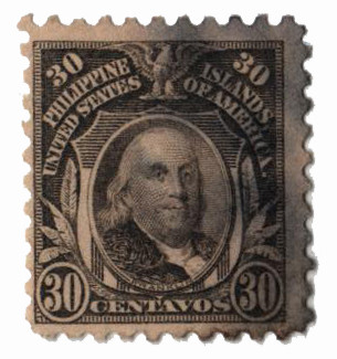 PH283 - 1914 30c Franklin, Gray, Philippines Regular Issue, Single Line Watermark, Perf. 10