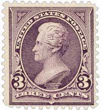 253 - 1894 3c Andrew Jackson, Purple, Unwatermarked, Perf. 12