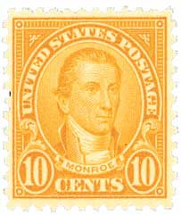 642 - 1927 10c James Monroe, Orange, Perf. 11x10.5 - Mystic Stamp
