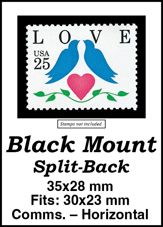 MM698 - 35x28mm 50 Horizontal Black Split-Back Mounts