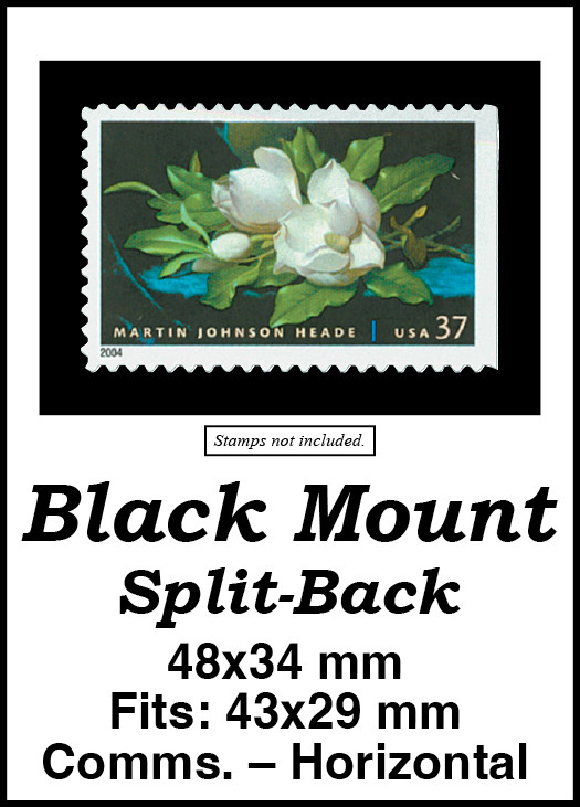 MM691 - 48x34mm 50 Horizontal Black Split-Back Mounts