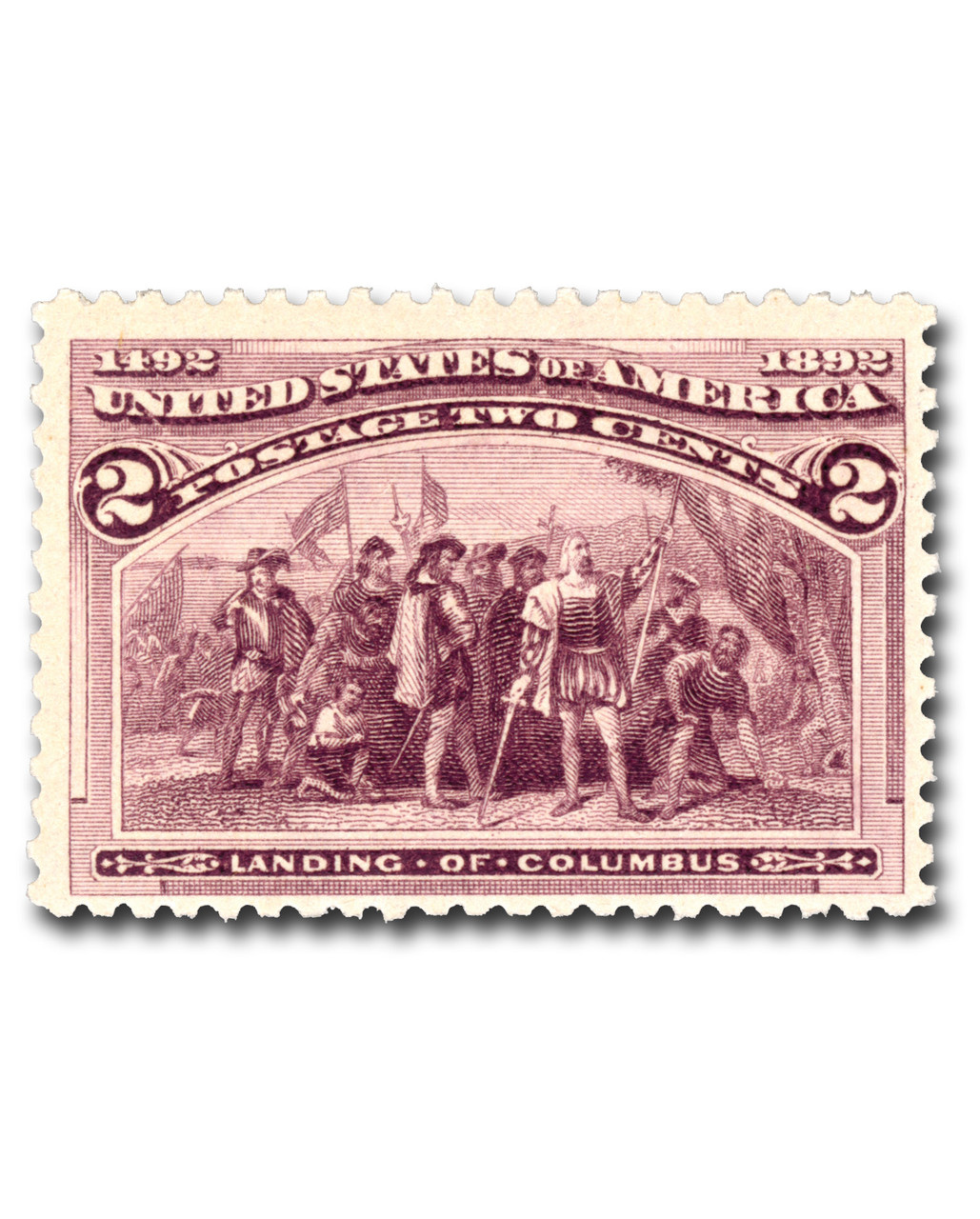 231 offer - 1893 2c Landing of Columbus, Brown Violet