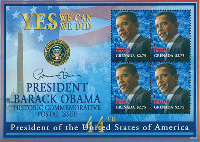 M10338 - 2009 President Barack Obama, 4 Stamps, Mint, Grenada