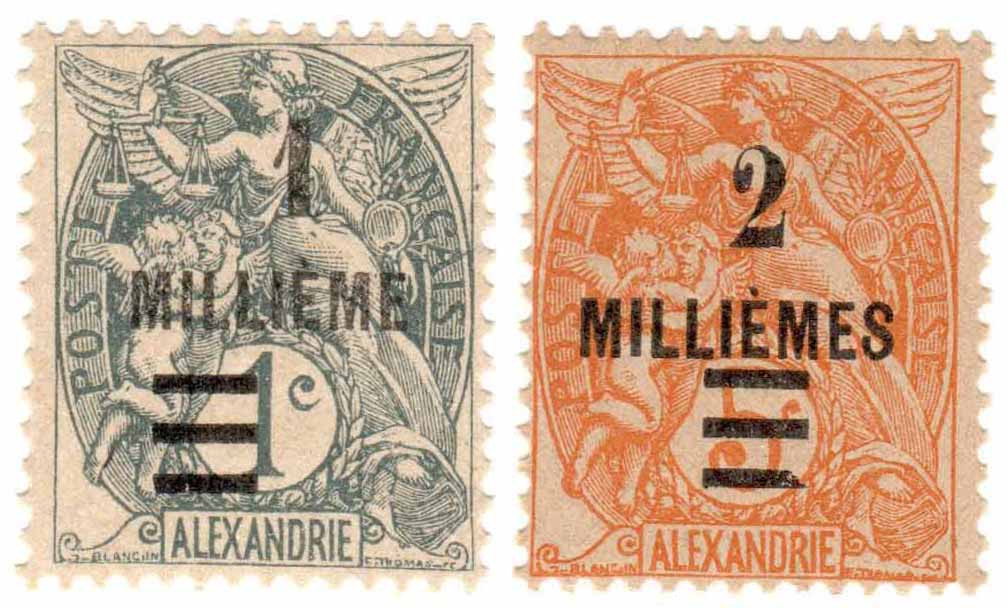 62-63 - 1925 French Offices-Alexandria - Mystic Stamp Company