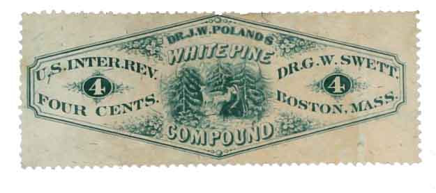 RS237b - 1871-77 4c Dr. G. W. Swett, Green, Silk Paper