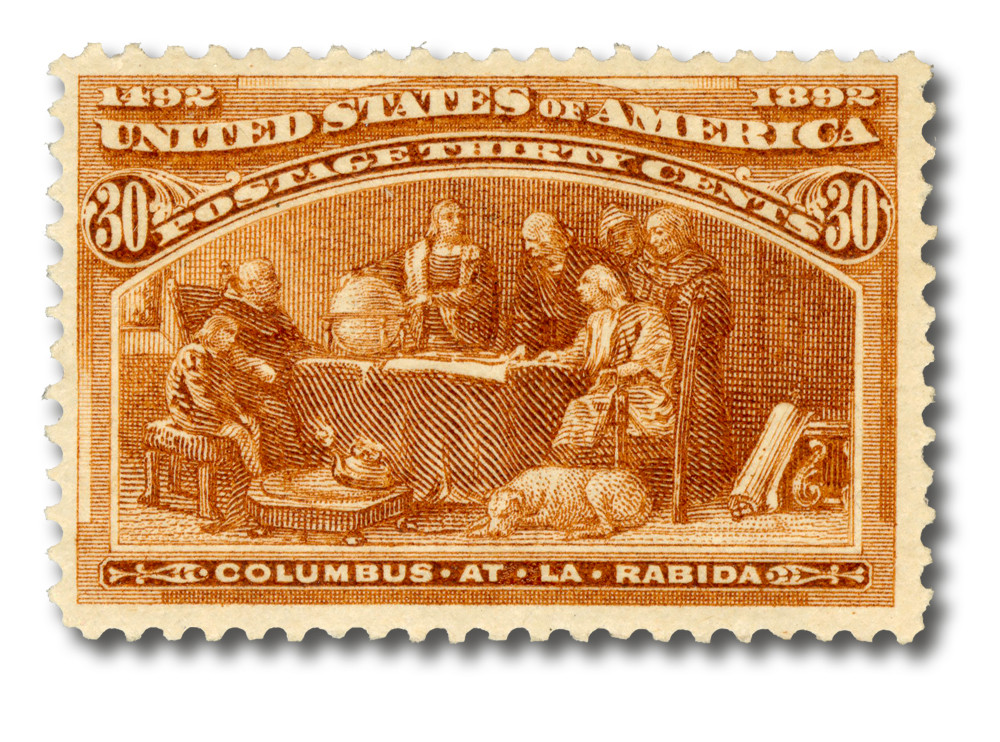 売り切り最終値下げHeritage Classic イタリアCOLOMBO生地 239 - 1893 30c Columbus at La Rabida, Orange Brown - Mystic Stamp