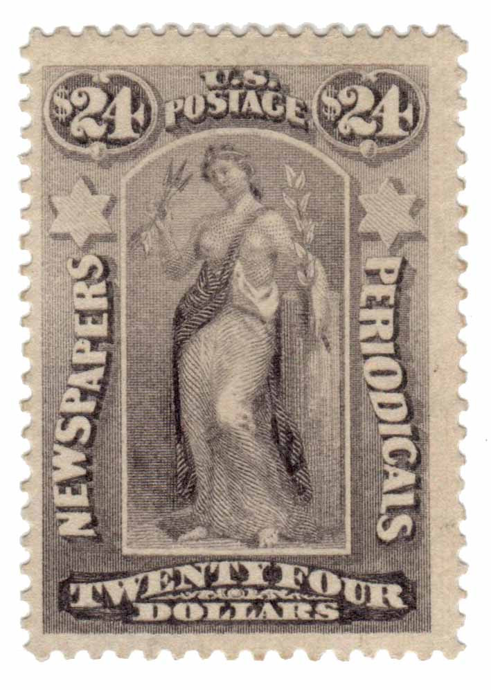 PR29 - 1875 $24 Newspaper & Periodical Stamp, Dark Gray Violet, Hard Paper