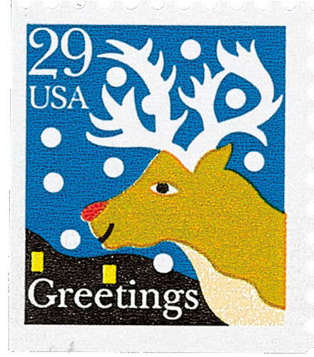 2797 - 1993 29c Christmas Greetings: Reindeer, booklet single