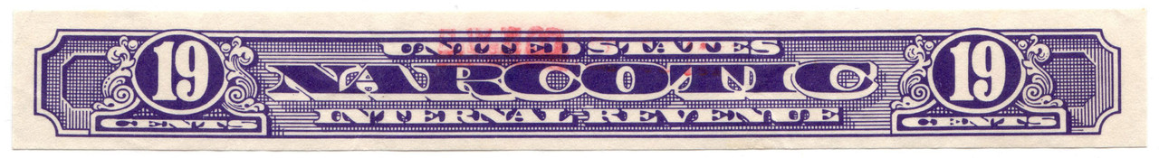 RJA69a - 1919-64 19c Narcotic Tax Stamp, Violet, Double Line Watermarked, Imperf.