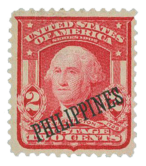 PH240 - 1903 2c Washington, Carmine, Philippines Black Overprint