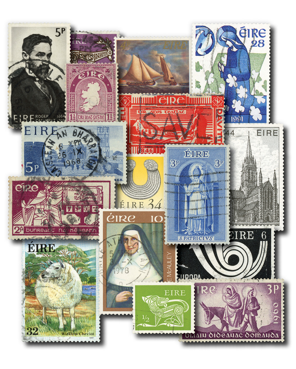 M4777 - Ireland, 150 Different Stamps