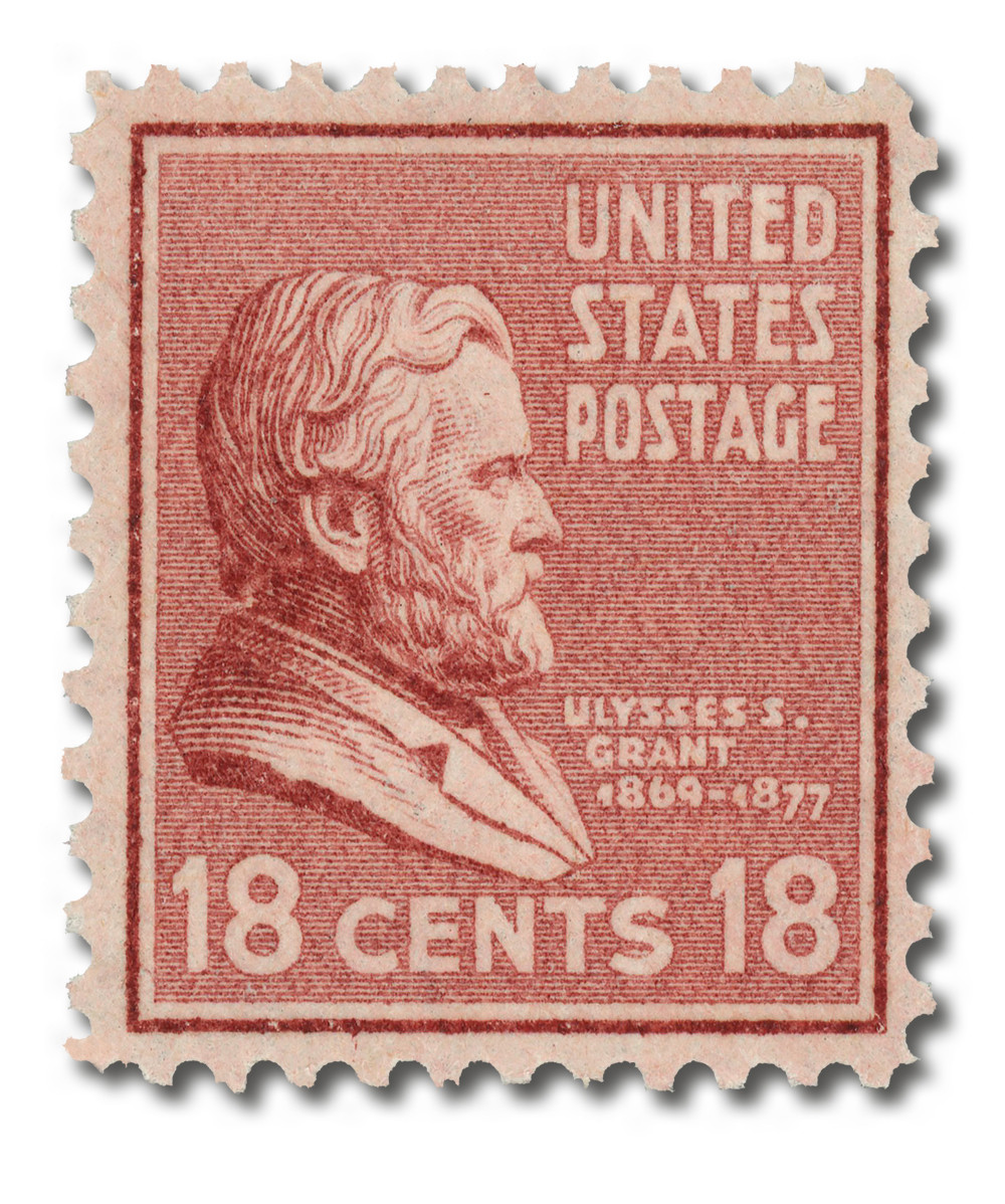 823 - 1938 18c Ulysses S. Grant, Brown Carmine - Mystic Stamp Company