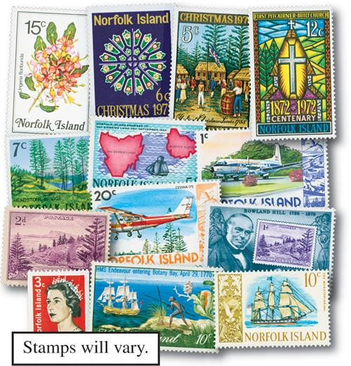 MP1715 - Norfolk Island, 250 Different Stamps