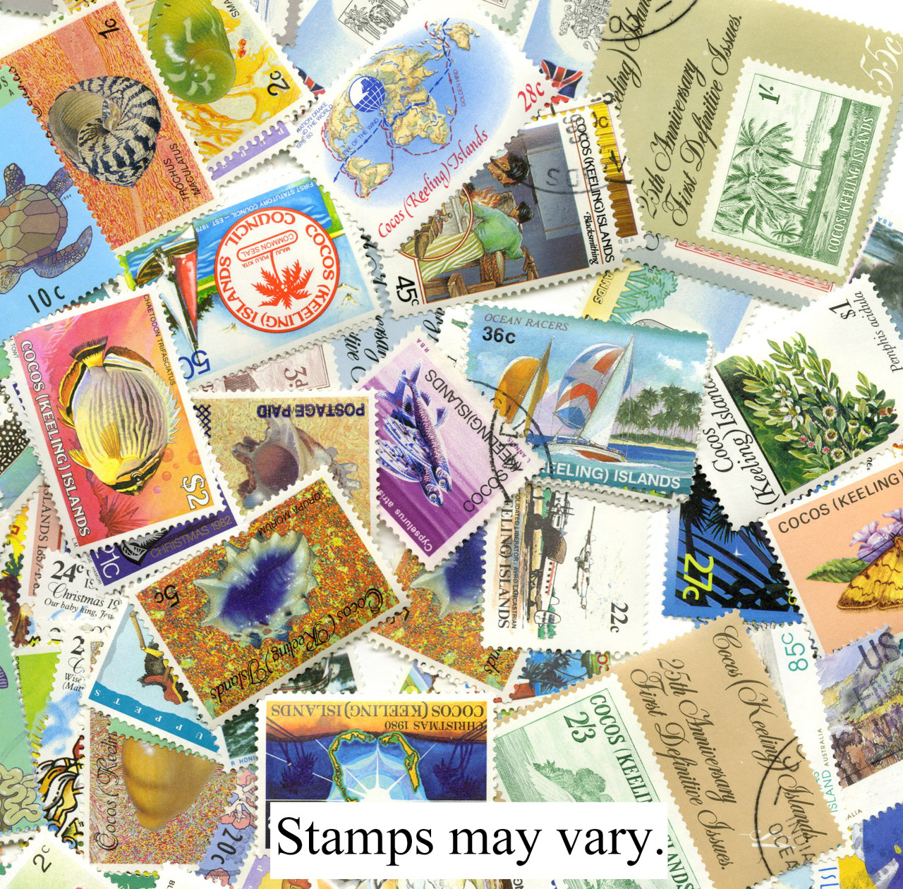 MP1344 - Cocos Island, 100 Different Stamps
