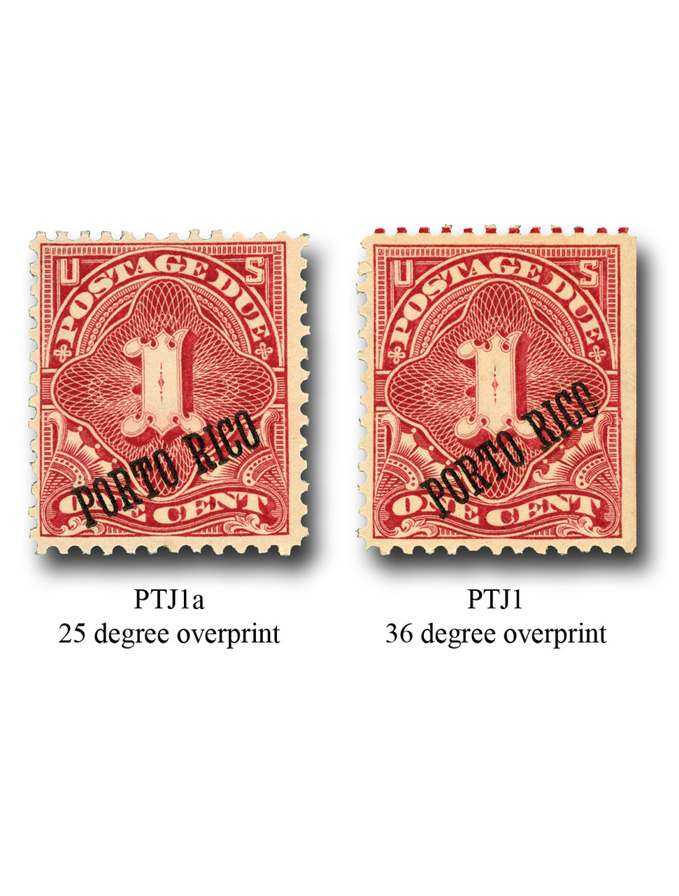★VIPレア【UKオリジVer2／Grant表記／PORKY刻印／マトA3B3】 PTJ1/1a - 1899 1c Puerto Rico Postage Due, Deep Claret, Porto Rico