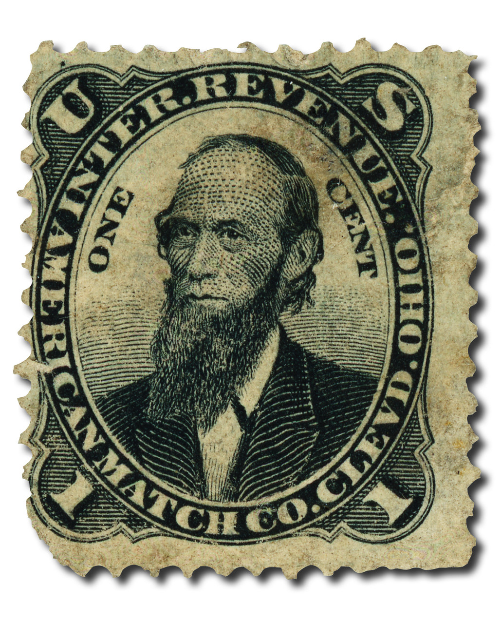 RO10a - 1862-71 1c American Match Co., Black, Old Paper