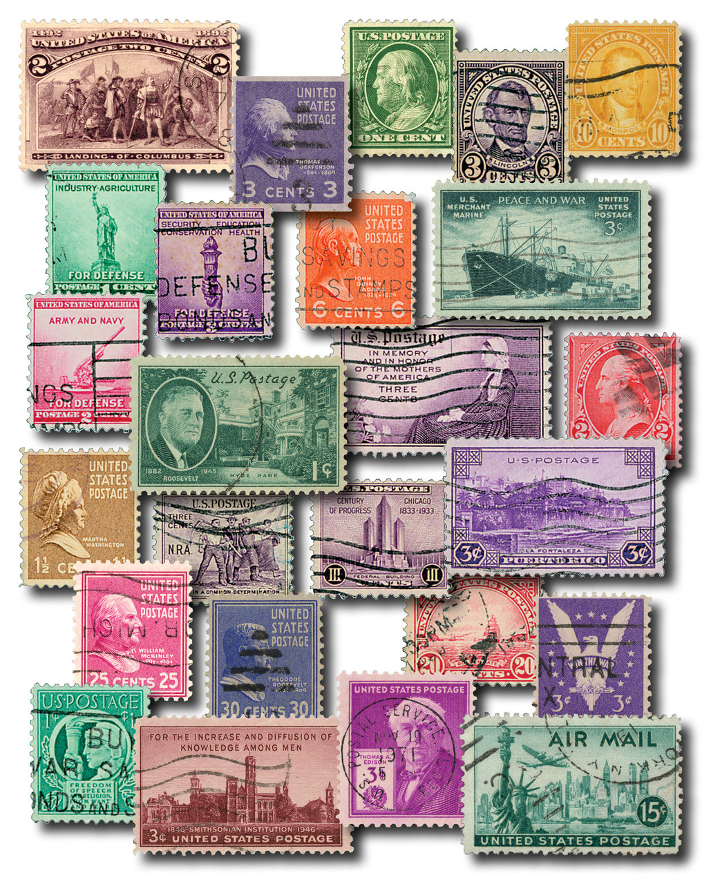 231//C35 - 1893-1947 Collection of 25 Used Classic U.S. Stamps