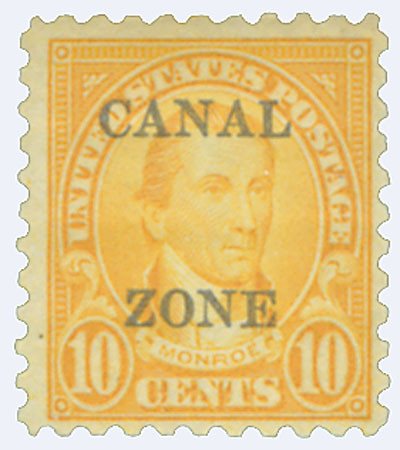 CZ99 - 1927 10c James Monroe, Orange, Canal Zone Overprint Type B, Perf. 10