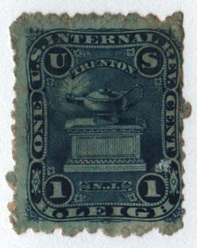 RO125d - 1878-83 1c H. Leigh, Blue, Double Line Watermark USIR