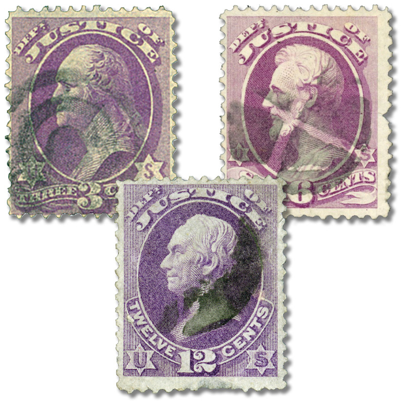 O27//30 - 1873 Official Mail Stamp Department of Justice, (3)