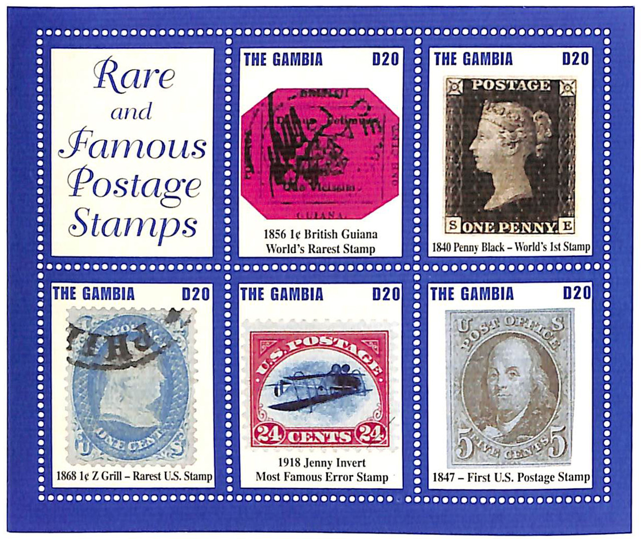2871 - 5 Rare Stamps Worth $15 Million! - 2004 Gambia Souvenir Sheet