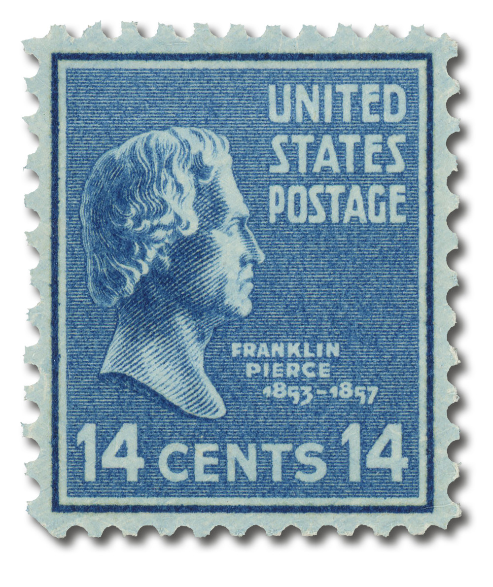 819 - 1938 14c Franklin Pierce, Blue - Mystic Stamp Company