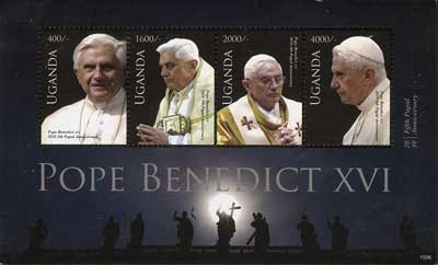 M10796 - 2010 Uganda Pope Benedict XVI 4v Mint