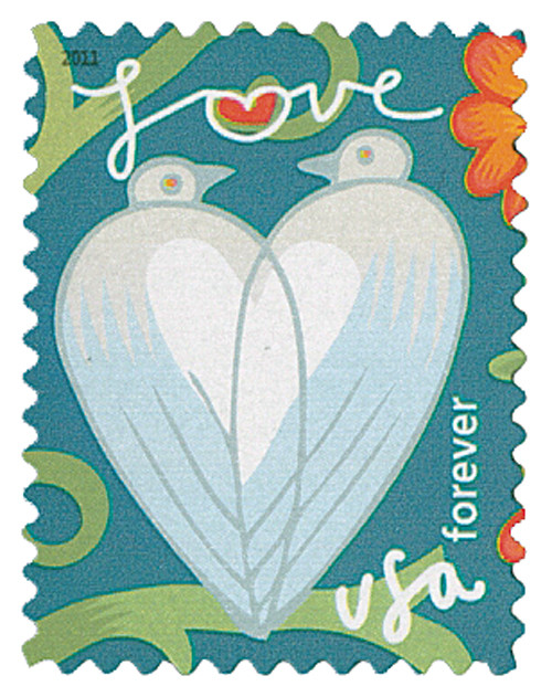 4537 - 2011 First-Class Forever Stamp -  Garden of Love: Doves