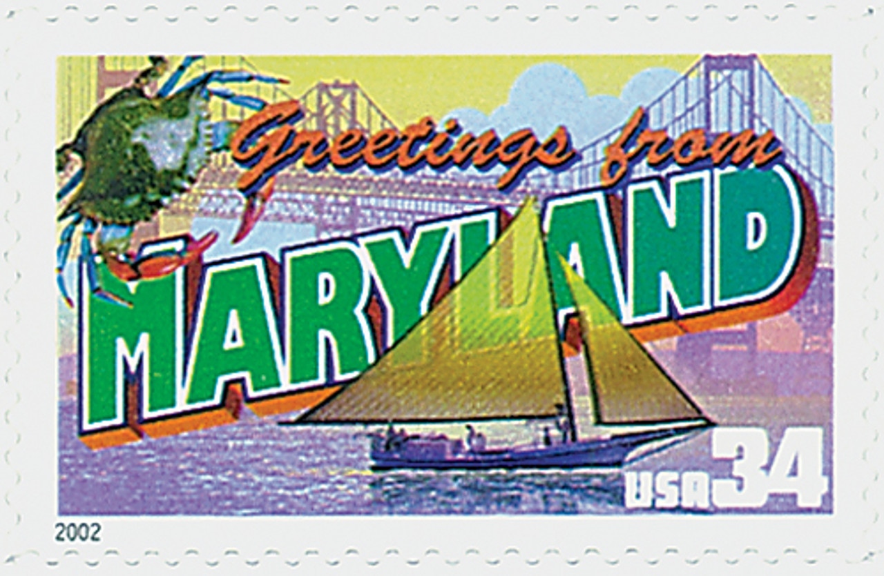 3580 - 2002 34c Greetings From America: Maryland